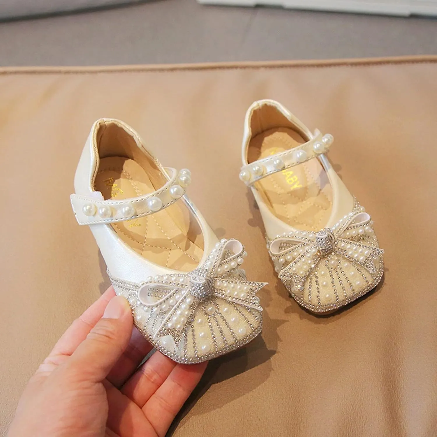 Baby Girl Shoes Non Slip Soft Sole PU Leather Girl Slip-on Ballet Flat Party School Shoe Wedding Baby Booties