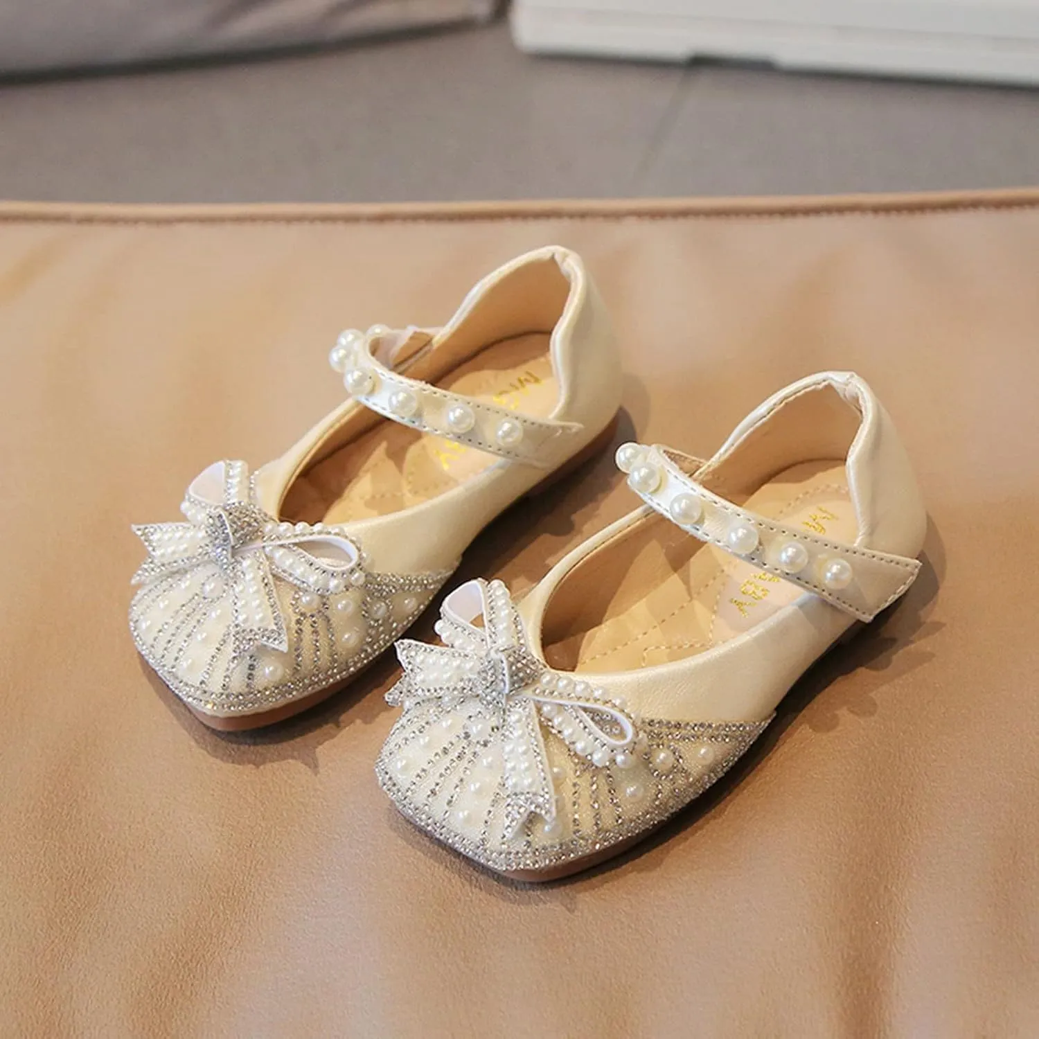 Baby Girl Shoes Non Slip Soft Sole PU Leather Girl Slip-on Ballet Flat Party School Shoe Wedding Baby Booties
