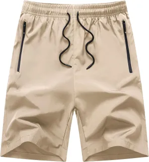 Boys Running Shorts Quick Dry Lightweight Athletic Shorts with Zipper Pockets for Workout Gym Training Outdoor