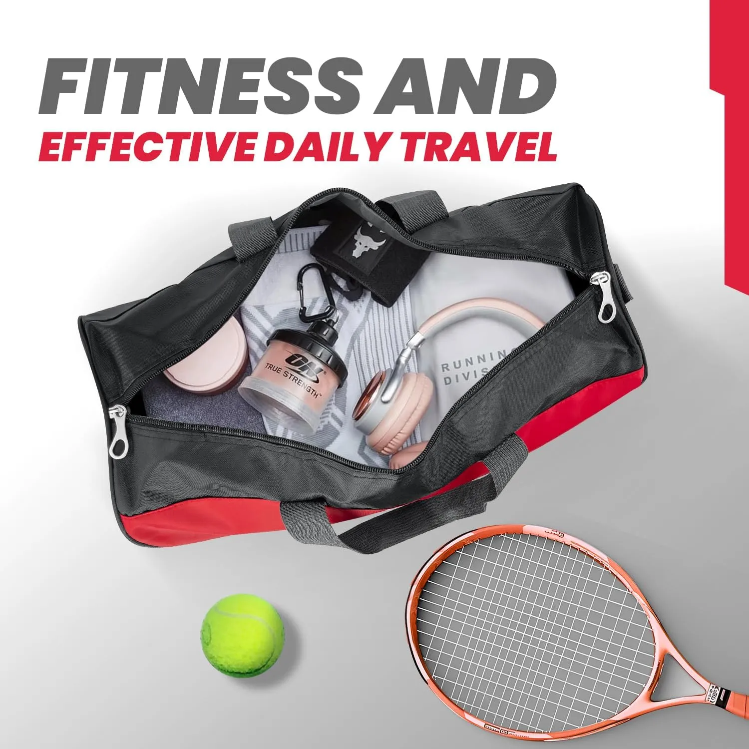 C&F BOGMOST Red Medium Travel Duffel Bag - 17" Foldable Waterproof Gym, Beach, Swim Bag - Polyester Oxford Cloth Sports Bag