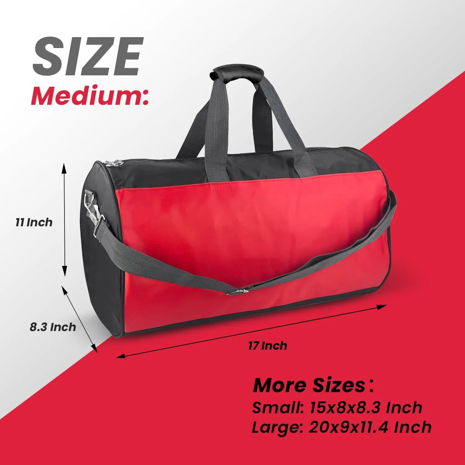 C&F BOGMOST Red Medium Travel Duffel Bag - 17" Foldable Waterproof Gym, Beach, Swim Bag - Polyester Oxford Cloth Sports Bag