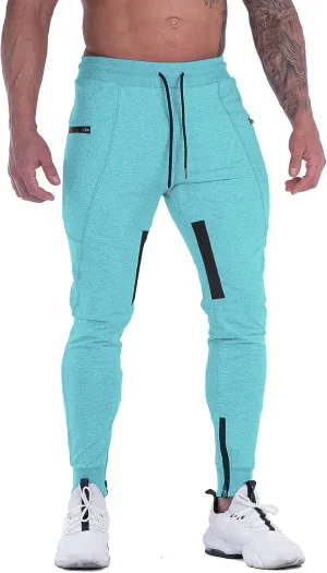 FIRSTGYM Mens Joggers Sweatpants Slim Fit Workout Training Thigh Mesh Gym Jogger Pants with Zipper Pockets