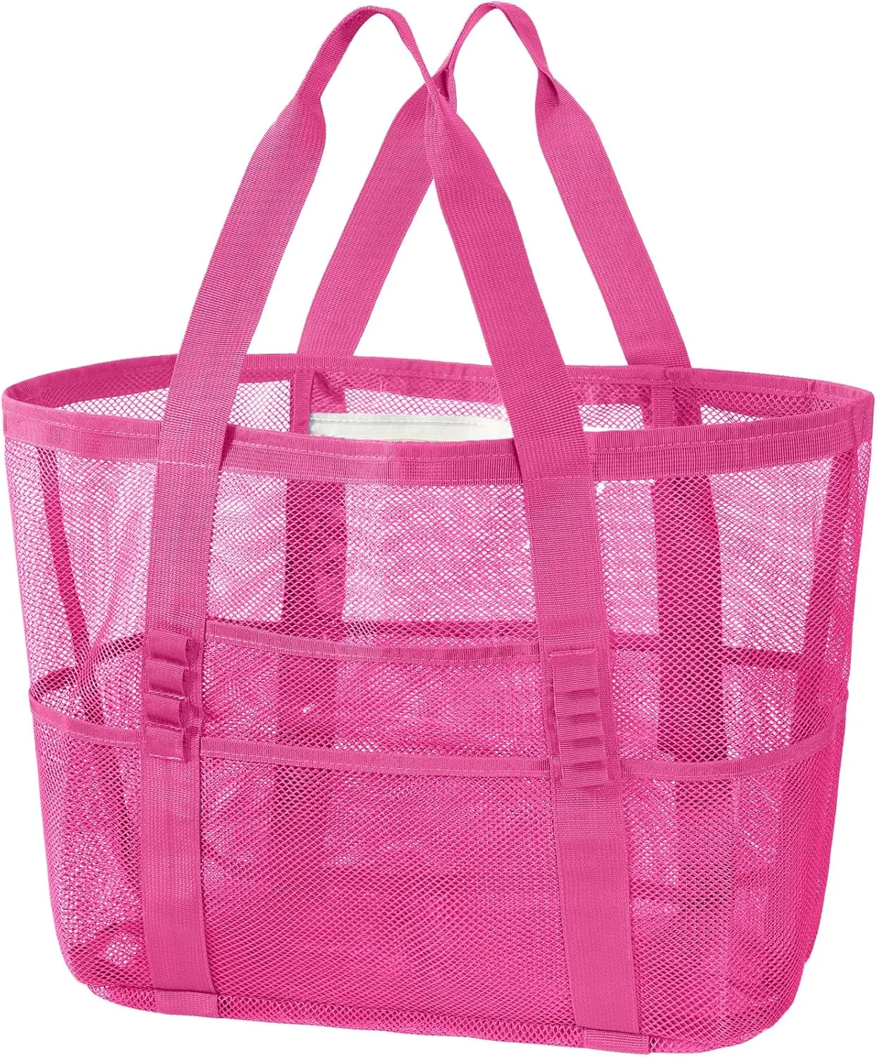 KPX Mesh Beach Bag, Large Beach Tote Bags for Women Foldable Mesh Swimming Pool Bag with Mini Pockets - Sandproof, Waterproof