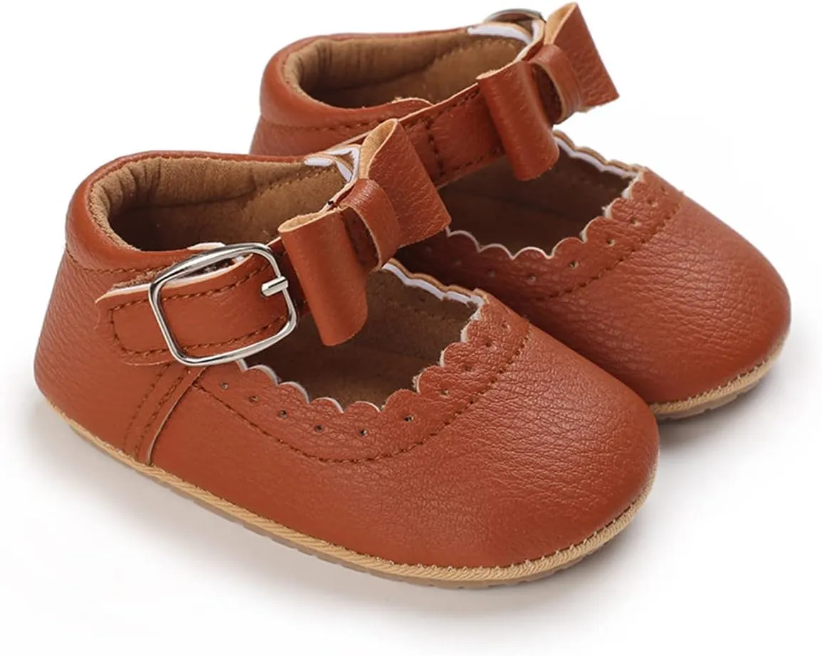 LAFEGEN Baby Girl Shoes Non Slip Soft Sole PU Leather Infant Toddler Mary Jane Flats First Walker Crib Dress Oxford Shoes 3-18 Months