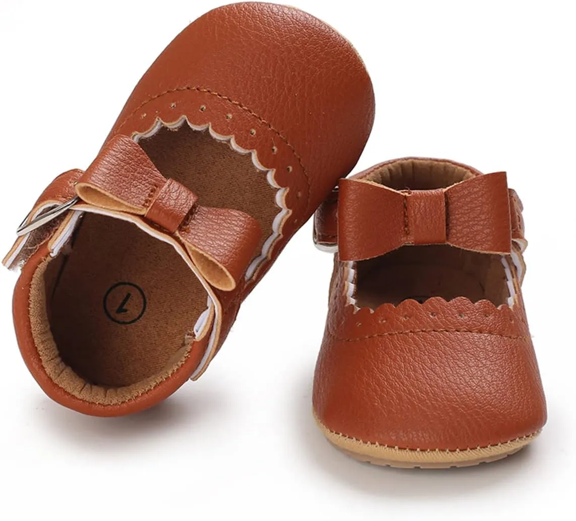 LAFEGEN Baby Girl Shoes Non Slip Soft Sole PU Leather Infant Toddler Mary Jane Flats First Walker Crib Dress Oxford Shoes 3-18 Months