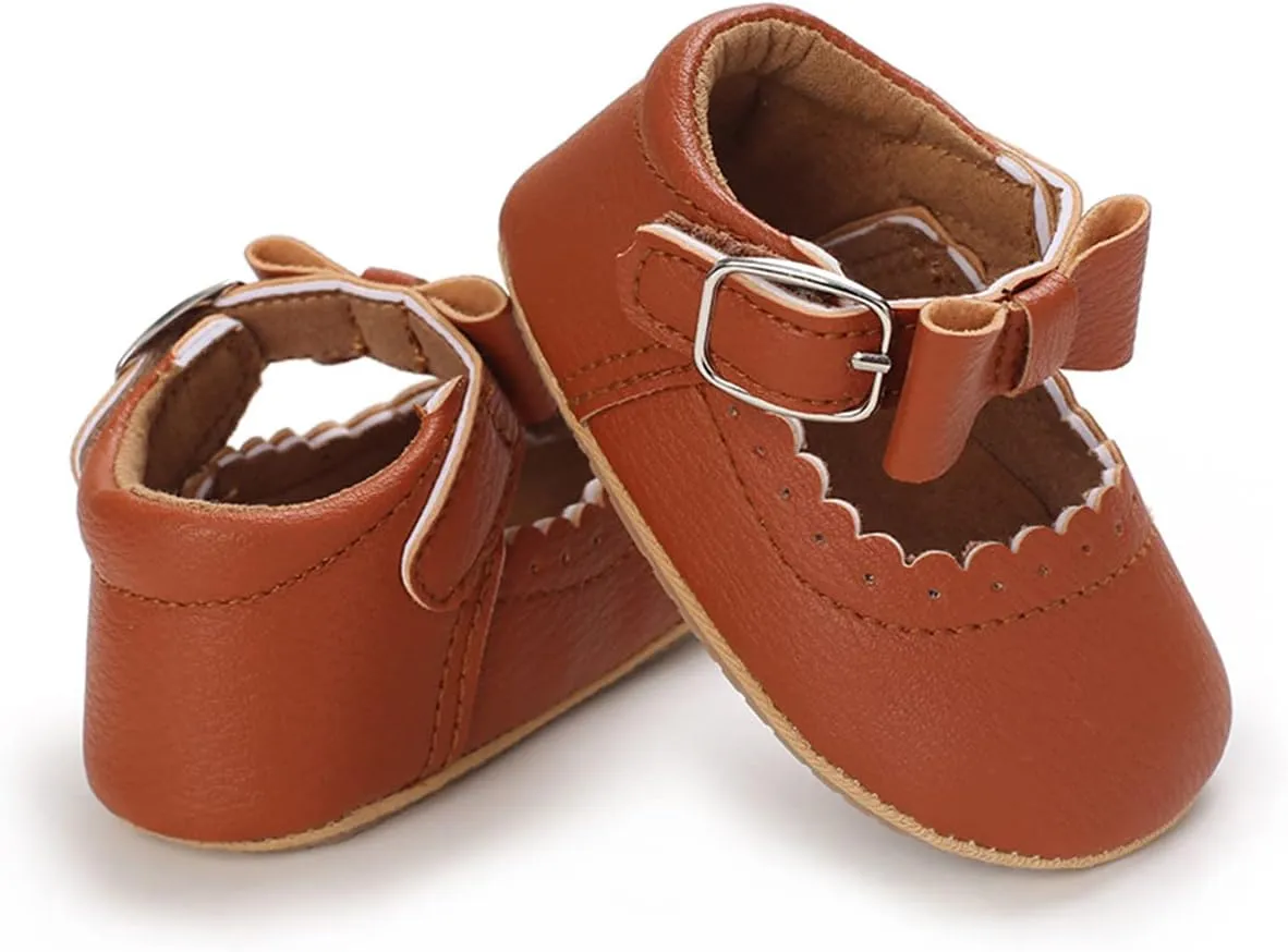 LAFEGEN Baby Girl Shoes Non Slip Soft Sole PU Leather Infant Toddler Mary Jane Flats First Walker Crib Dress Oxford Shoes 3-18 Months