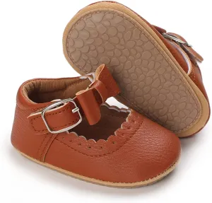 LAFEGEN Baby Girl Shoes Non Slip Soft Sole PU Leather Infant Toddler Mary Jane Flats First Walker Crib Dress Oxford Shoes 3-18 Months