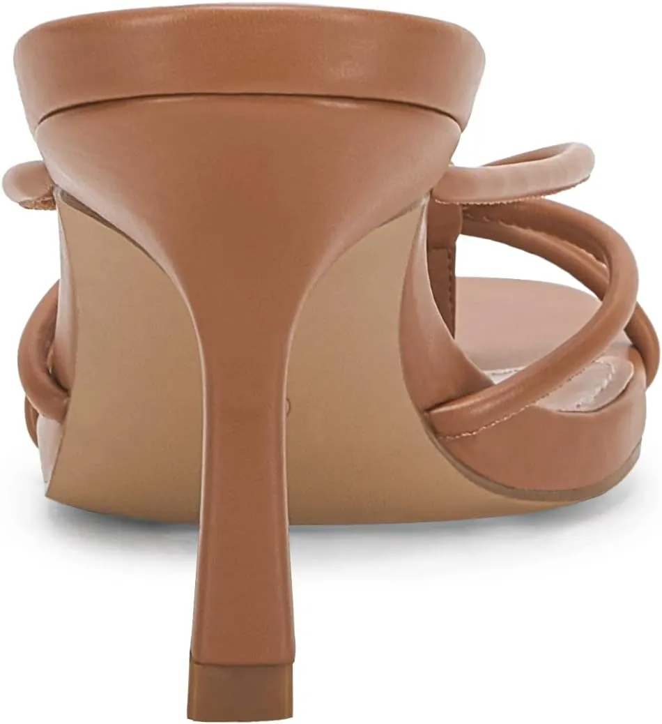 LAICIGO Women??s Square Open Toe Flip Flops Stiletto Heels Strappy Thong Slide on Slingback Mules Sandals
