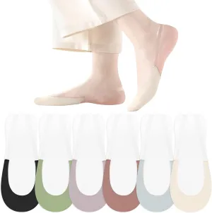 No Show Socks with Invisible Sling Back Womens, 6 Pairs Low Cut Half Toe Topper Socks with Non-Slip Straps for Heels