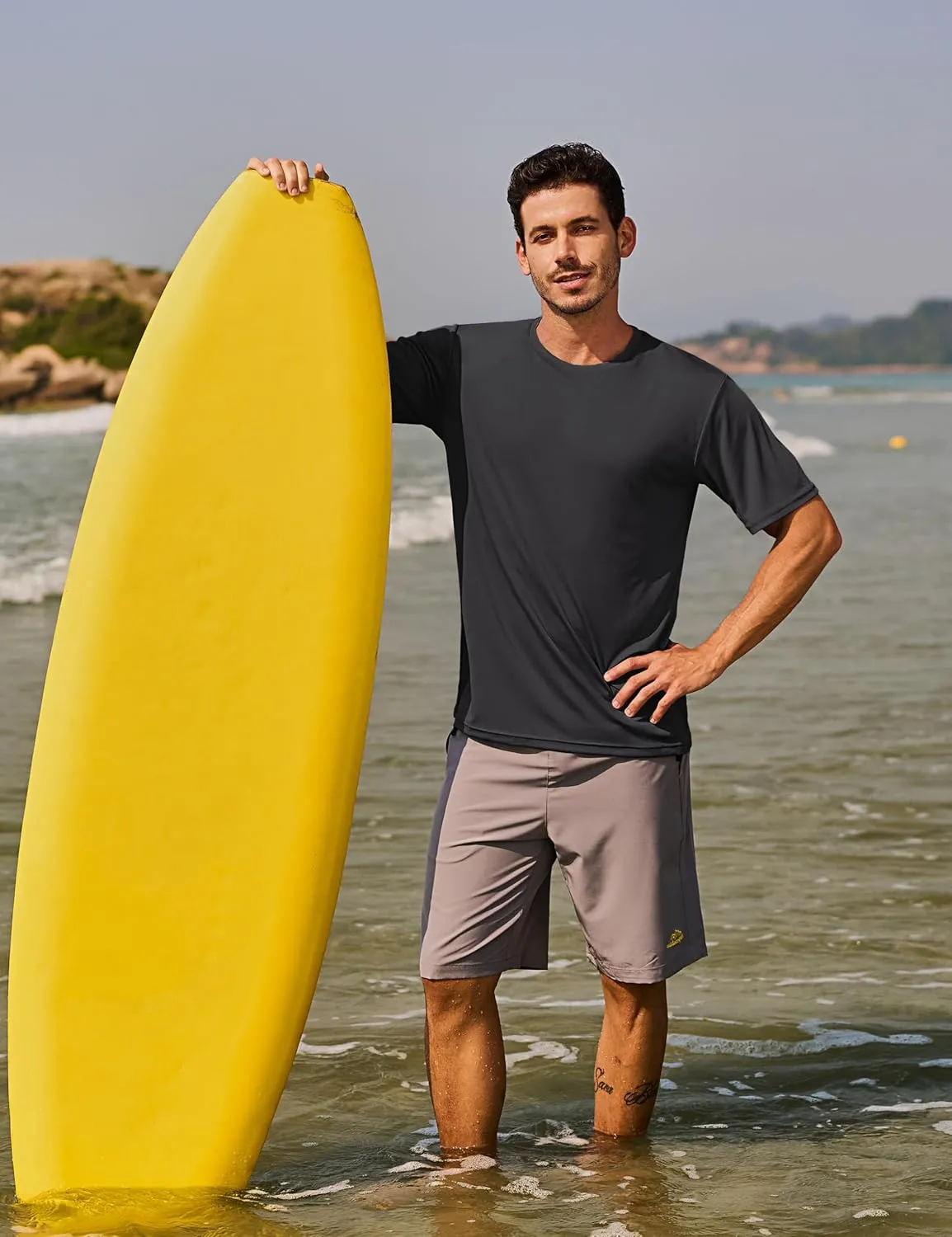 TACVASEN Swim Shirts for Men Rash Guard SPF Short Sleeve Sun T-Shirt UPF 50 Quick Dry Lightweight Fishing Water Shirt