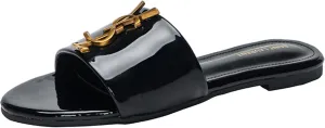 Women's Slip On Flat Sandals Summer Comfortable Open Toe Leather Sandals