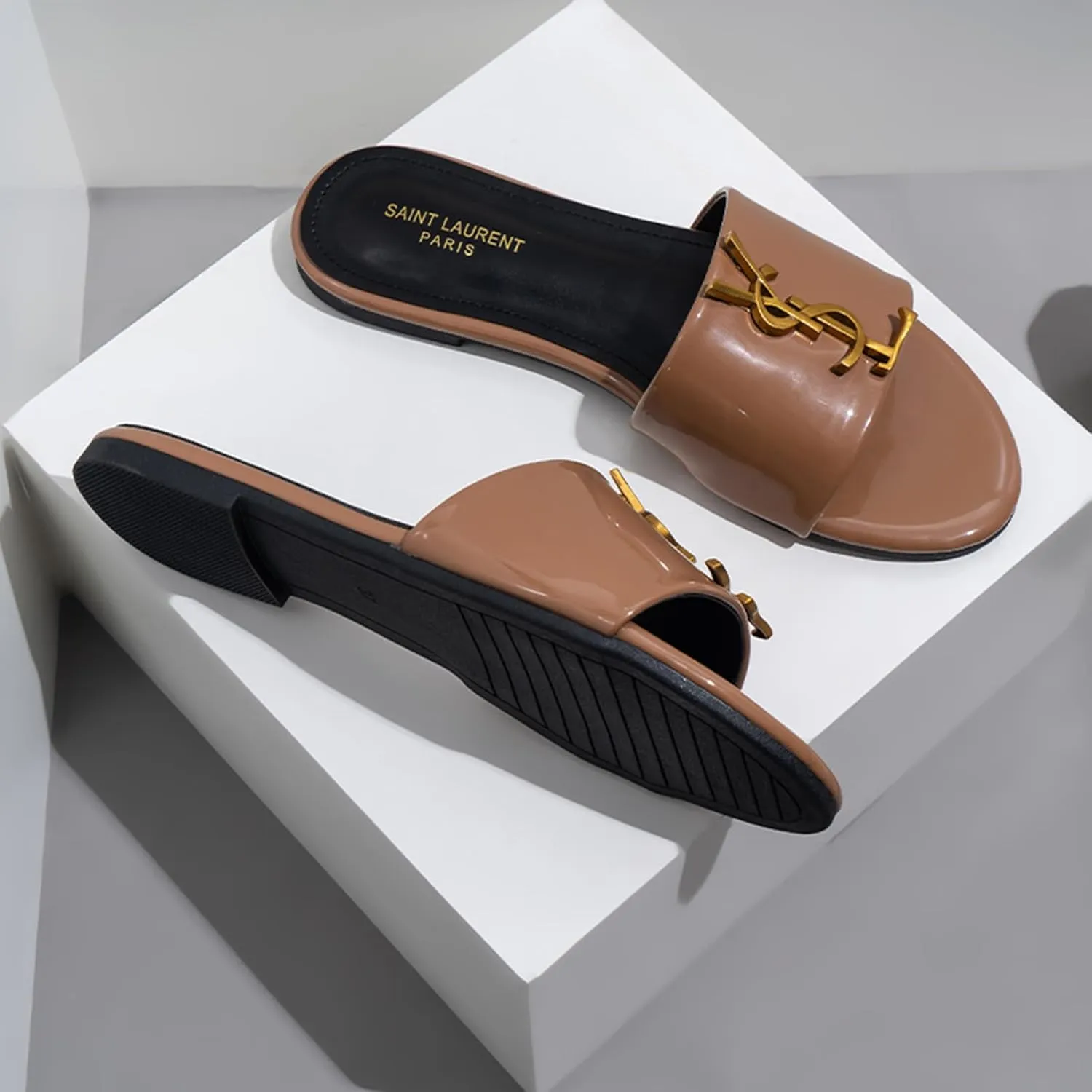 Women's Slip On Flat Sandals Summer Comfortable Open Toe Leather Sandals